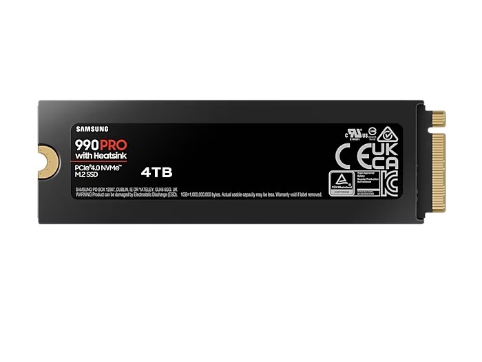 SAMSUNG 990 PRO PCIe 4.0 NVMe M.2 固態硬碟 4TB ( 含散熱片 ) (MZ-V9P4T0CW)