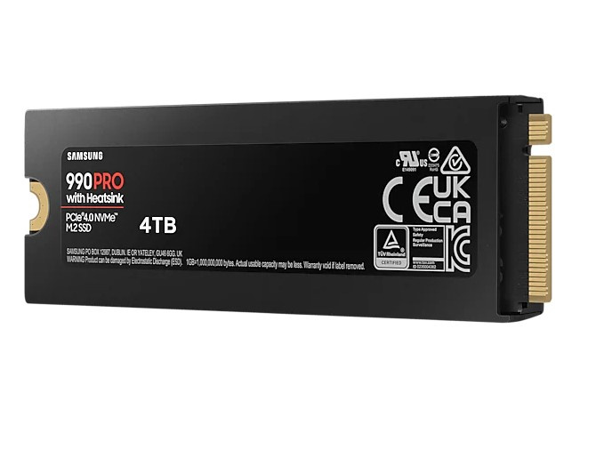 SAMSUNG 990 PRO PCIe 4.0 NVMe M.2 固態硬碟 4TB ( 含散熱片 ) (MZ-V9P4T0CW)