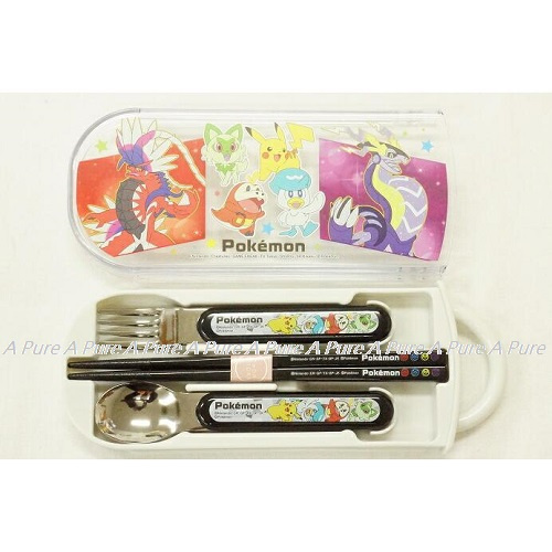Skater-寵物小精靈比卡超兒童AG+抗菌筷子、叉、勺三件餐具套裝(日本直送&日本製造)