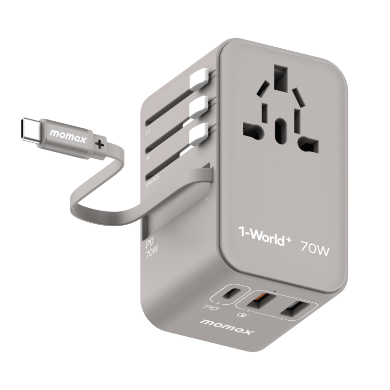 Momax 1-World+ 70W GaN 伸縮充電線旅行插座 (UA18)