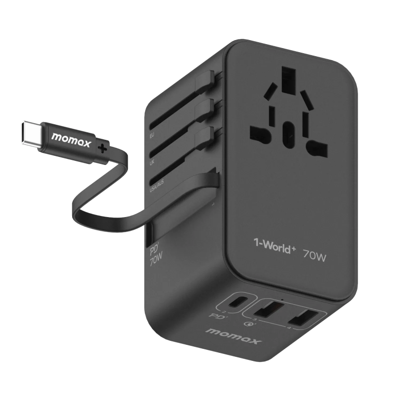 Momax 1-World+ 70W GaN 伸縮充電線旅行插座 (UA18)