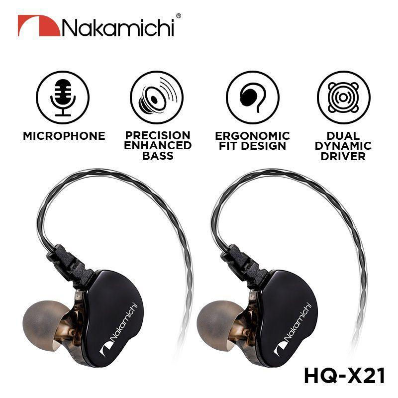 NAKAMICHI HQ-X21 (黑色) 雙動圈有線耳機 強勁低音 3.5 毫米