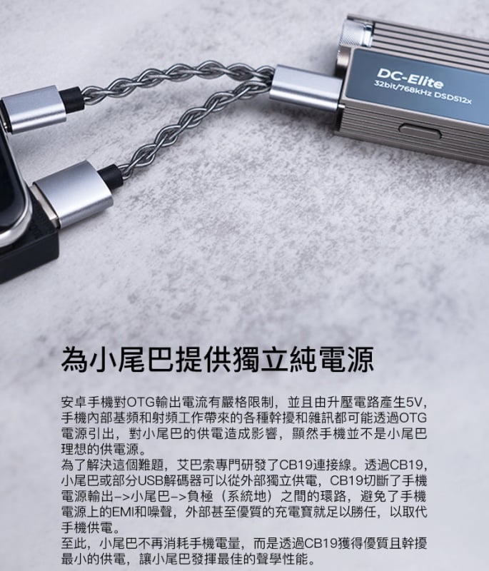 iBasso Audio CB19 小尾巴獨立供電線 雙TYPE C OTG USB DAC 線