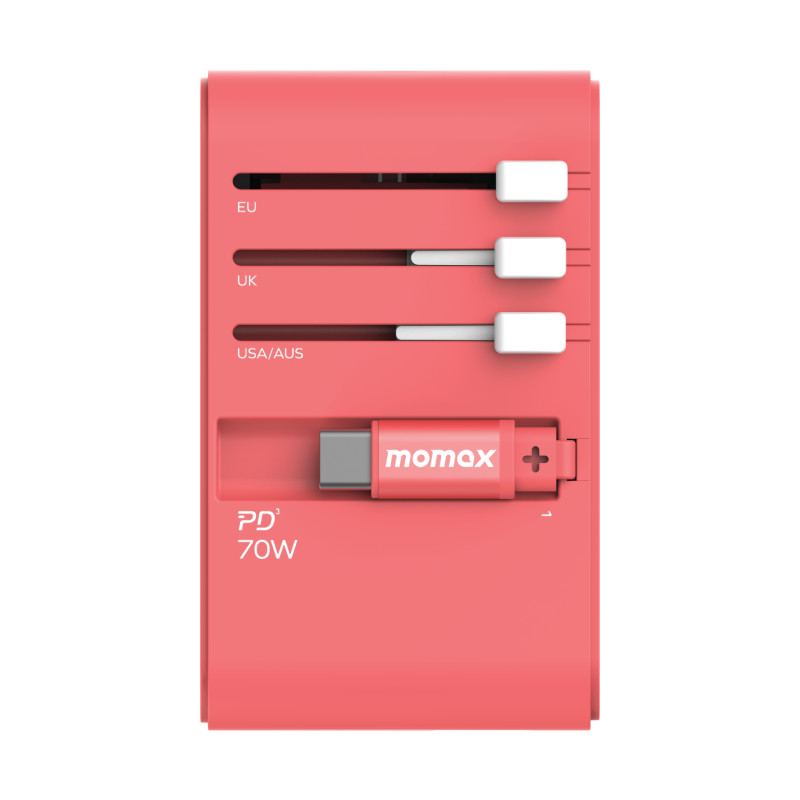 Momax 1-World+ 70W GaN 3插口及內置伸縮USB-C充電線旅行插座 [UA18][4色]