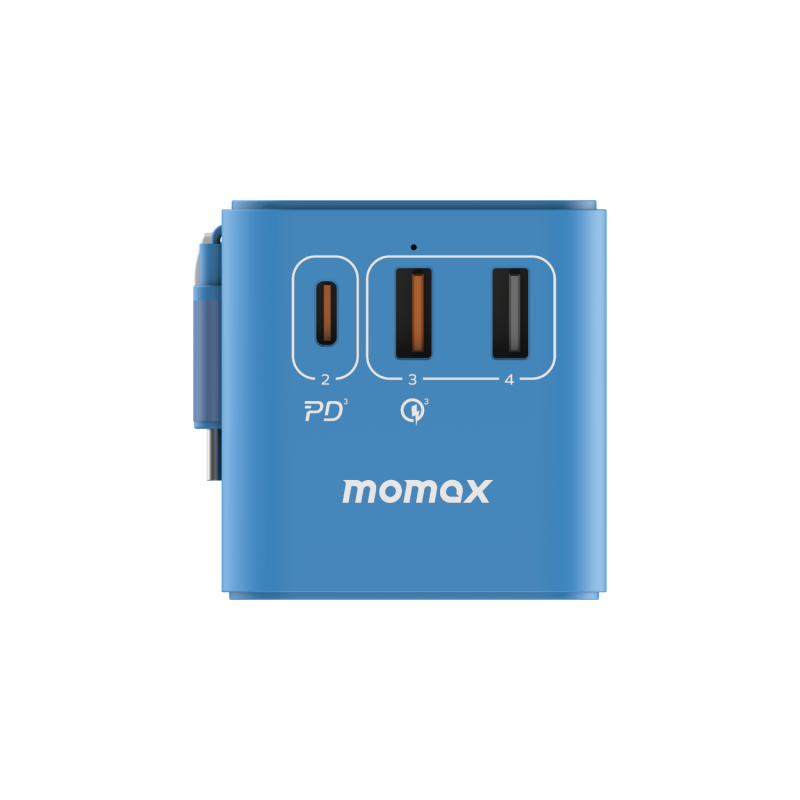 Momax 1-World+ 70W GaN 3插口及內置伸縮USB-C充電線旅行插座 [UA18][4色]