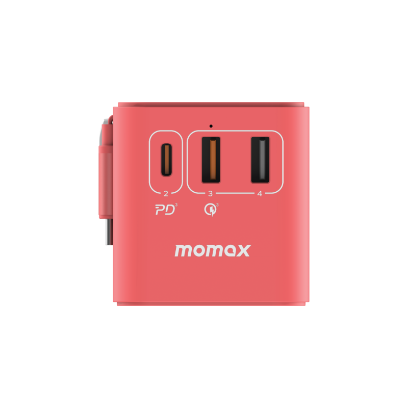 Momax 1-World+ 70W GaN 3插口及內置伸縮USB-C充電線旅行插座 [UA18][4色]