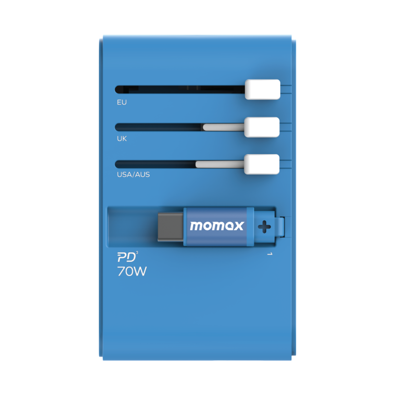 Momax 1-World+ 70W GaN 3插口及內置伸縮USB-C充電線旅行插座 [UA18][4色]