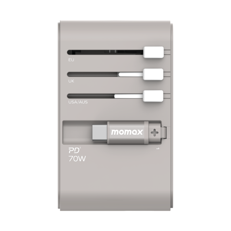 Momax 1-World+ 70W GaN 3插口及內置伸縮USB-C充電線旅行插座 [UA18][4色]