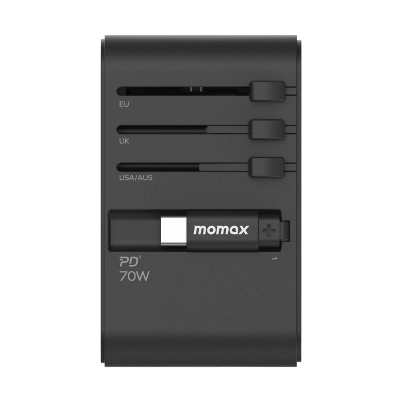 Momax 1-World+ 70W GaN 3插口及內置伸縮USB-C充電線旅行插座 [UA18][4色]