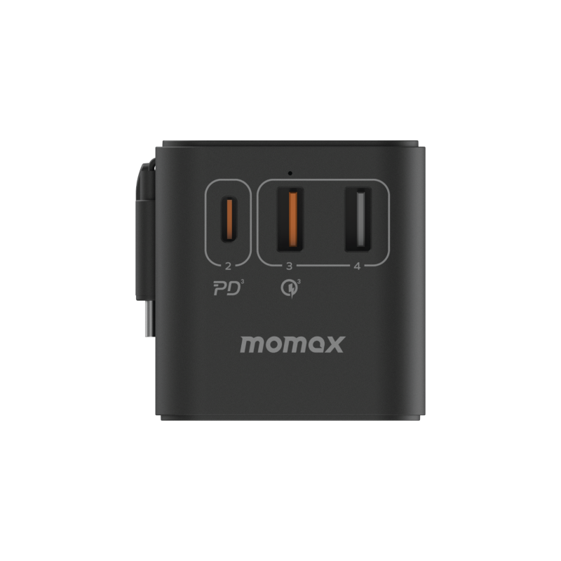 Momax 1-World+ 70W GaN 3插口及內置伸縮USB-C充電線旅行插座 [UA18][4色]