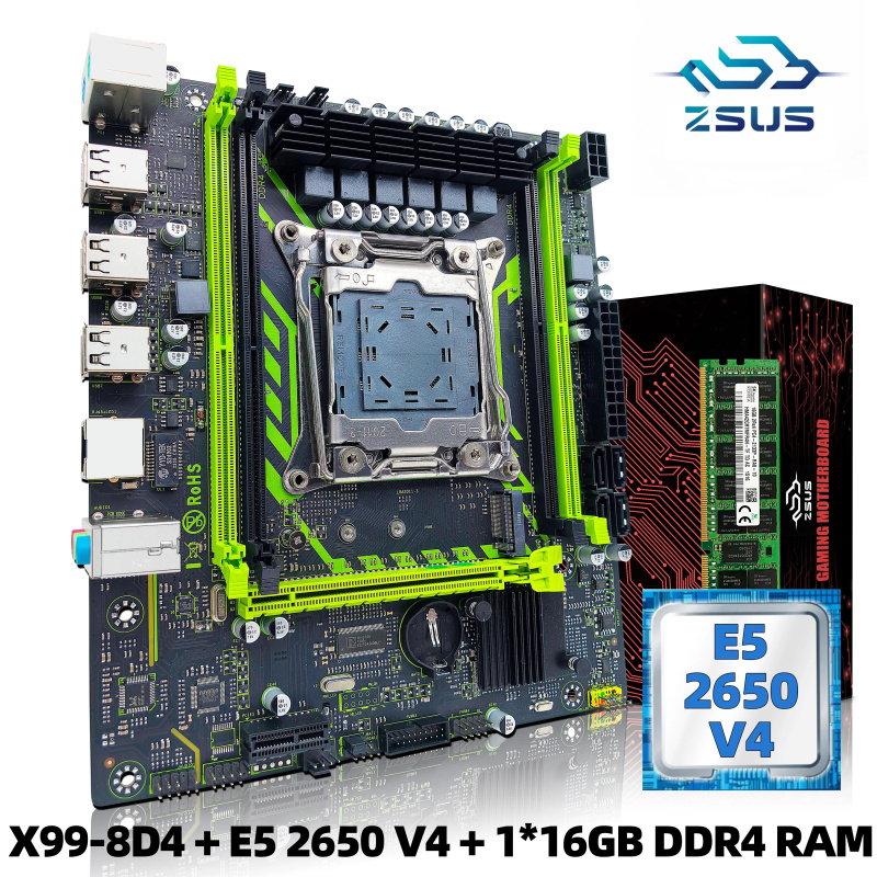 ZSUS X99-8D4 主機板套件採用 Intel LGA2011-3 Xeon E5 2650 V4