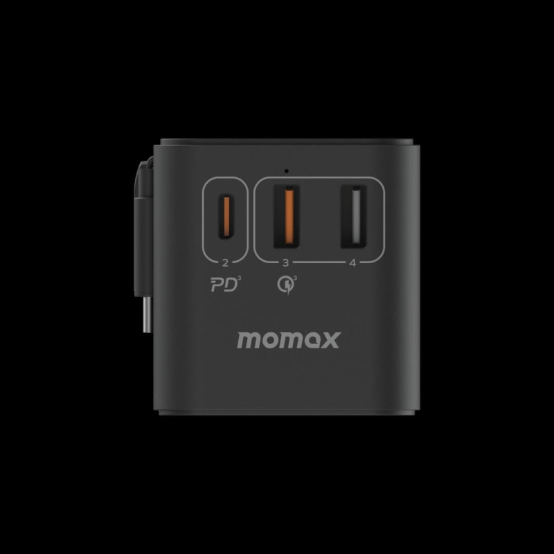 Momax 1-World+ 70W GaN 3插口及內置伸縮USB-C充電線旅行插座 UA18
