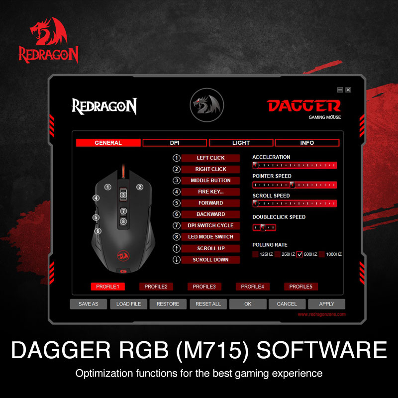 Redragon Dagger M715 Programmable RGB Gaming Mouse