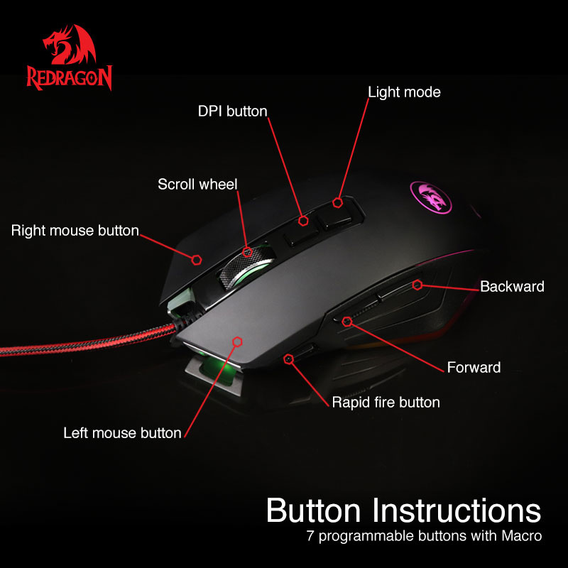 Redragon Dagger M715 Programmable RGB Gaming Mouse