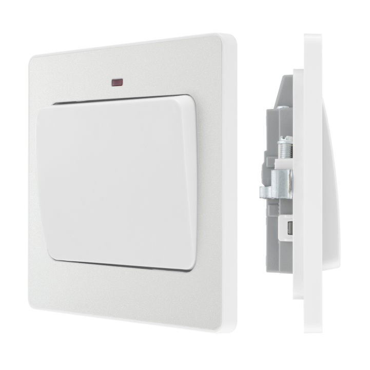 英國 BG British General Evolve PCDCL31WW 20A 雙極開關 單位大按 帶電源指示燈 Pearlescent White 珠光白