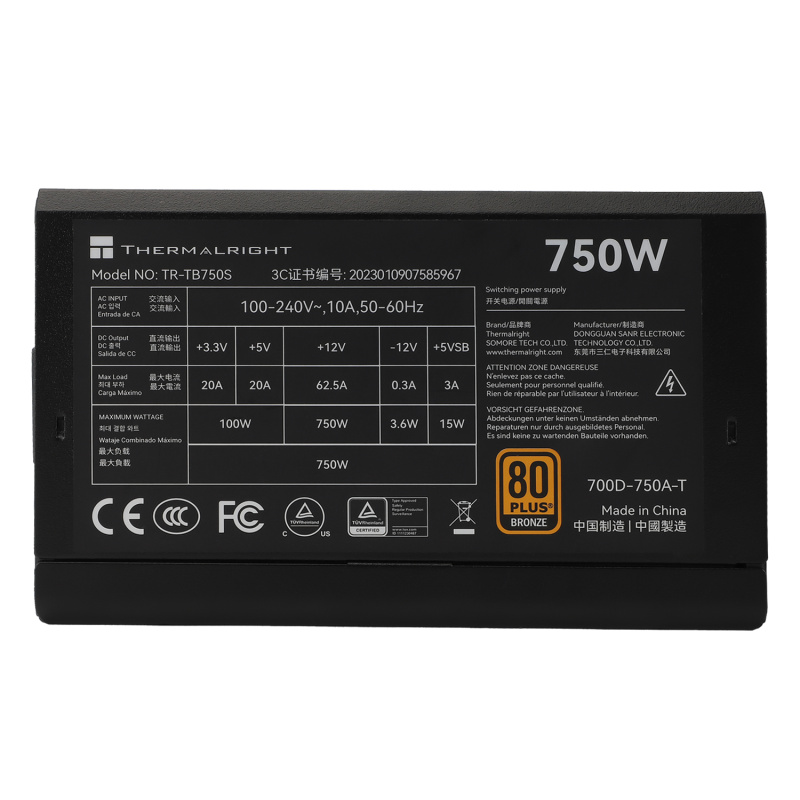 Thermalright TB-750S ATX3.0 (PCIe 5.0) 750W POWER SUPPLY 80Plus Bronze