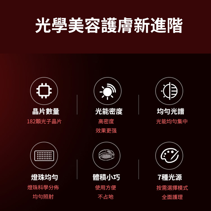 杰克-紅藍光臉部美容儀器丨七彩光子嫩膚LED面罩丨可折疊大排燈光譜儀（4124）
