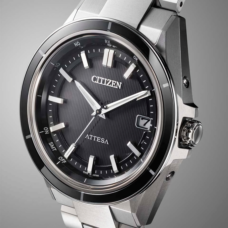 CITIZEN ATTESA CB3030-76E ACT Line Eco Drive黑色錶盤鈦金屬收音機男士手錶