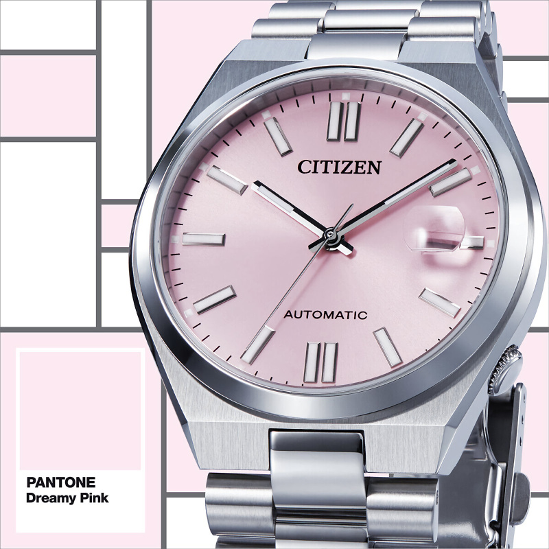 CITIZEN x Pantone NJ0158-89X機械夢幻粉色錶盤不銹鋼手錶