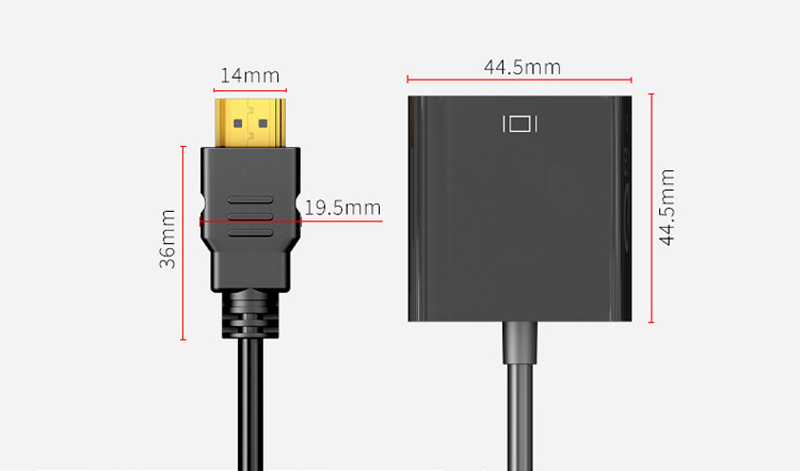 杰克-hdmi轉vga線丨帶音頻供電轉換器丨電視電腦轉接線丨高清線頭hdmi to vga 丨帶音頻+供電+黑色（2116）