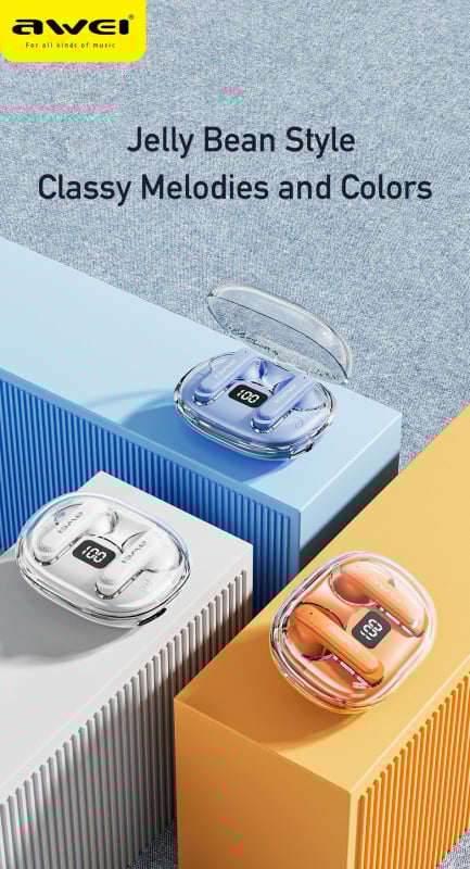 AWEI丨原廠行貨丨T86 ENC 丨4麥ENC降噪丨藍牙耳機丨藍牙5.3丨遊戲丨音樂雙模式丨黑色 （2120）