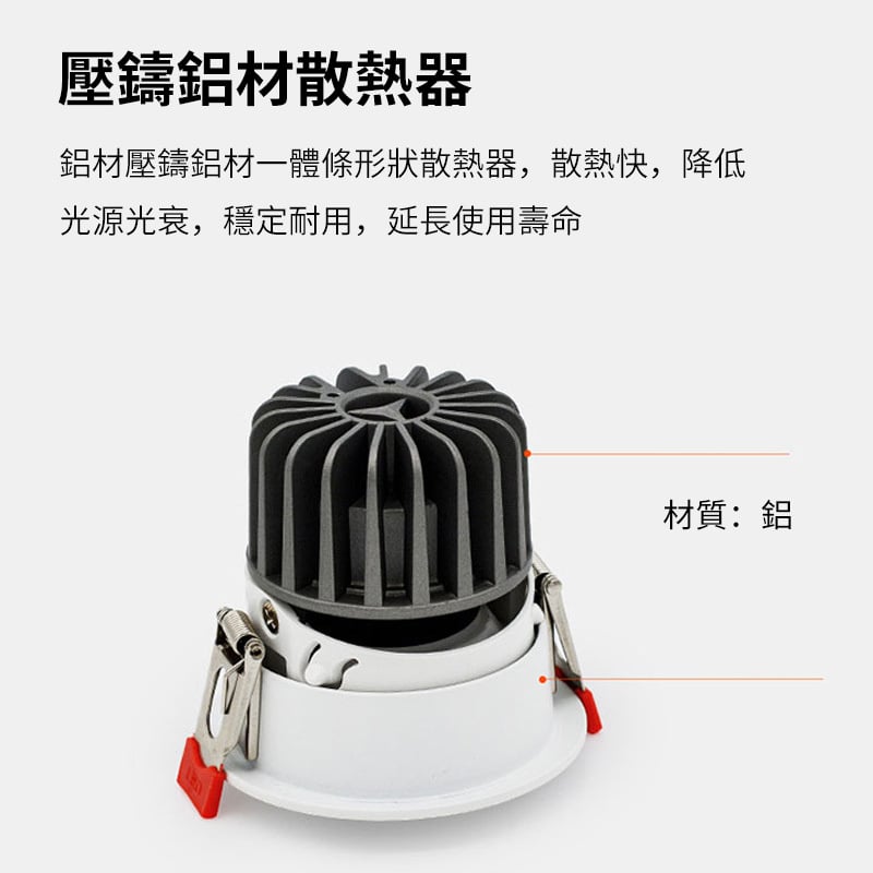 杰克-防眩射燈丨COB無副光斑射燈丨燈膽丨小山丘工程會所酒店家裝無主燈led丨7W白光開孔75MM（5105）