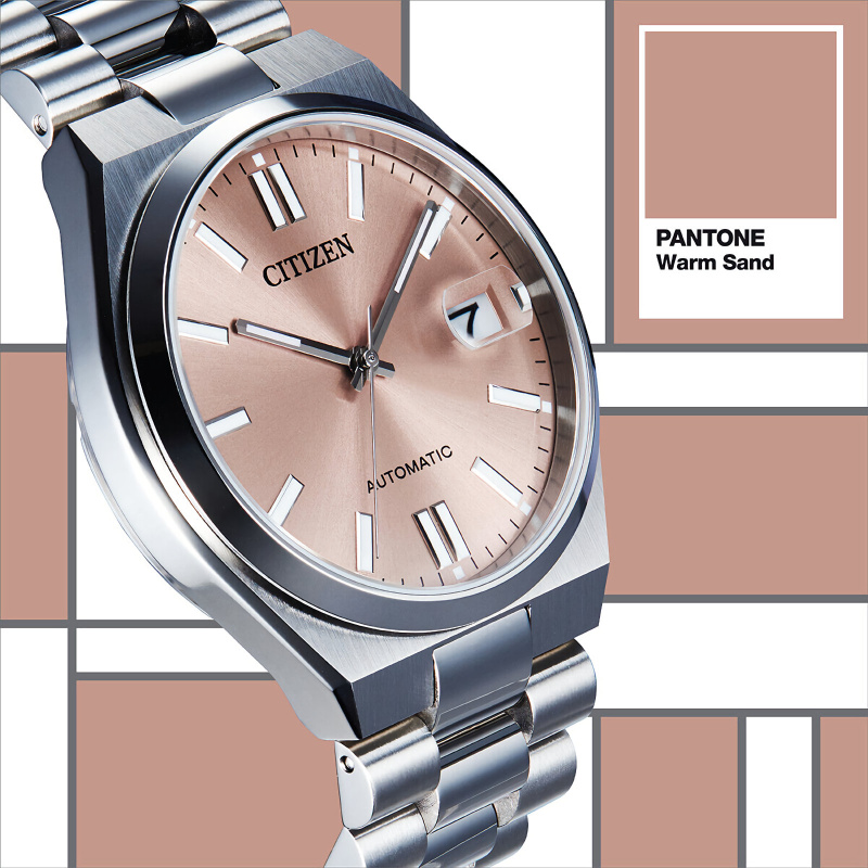 CITIZEN x Pantone NJ0158-89Y機械暖砂錶盤不銹鋼手錶