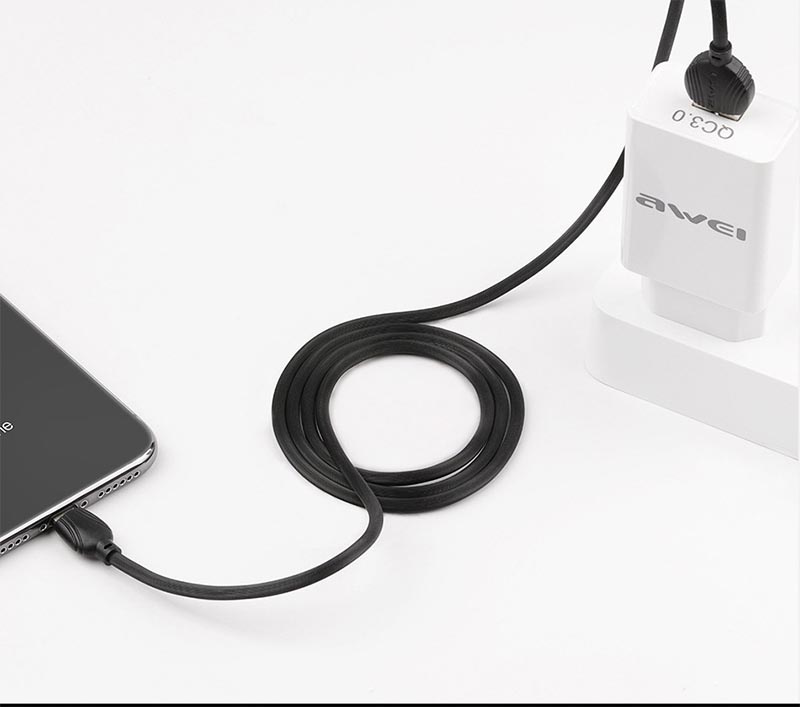 AWEI-CL-61M 2.5A智能快充數據線丨USB to Micro充電線 丨Micro數據線丨2米 黑色（2131）