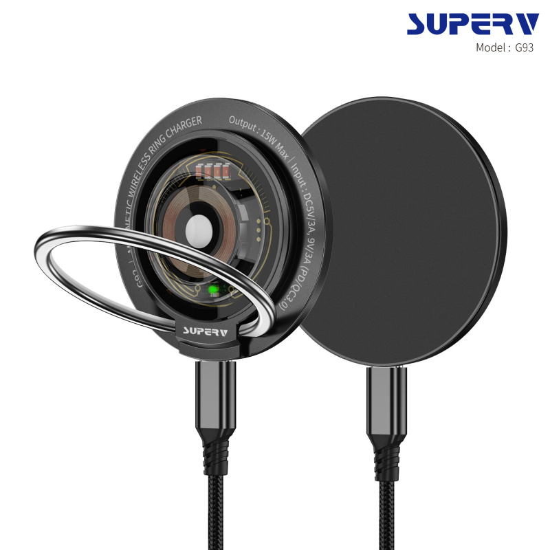 SUPERV - 雙面無線磁吸充電指環 G93 15W PD3.0 Quick Charge