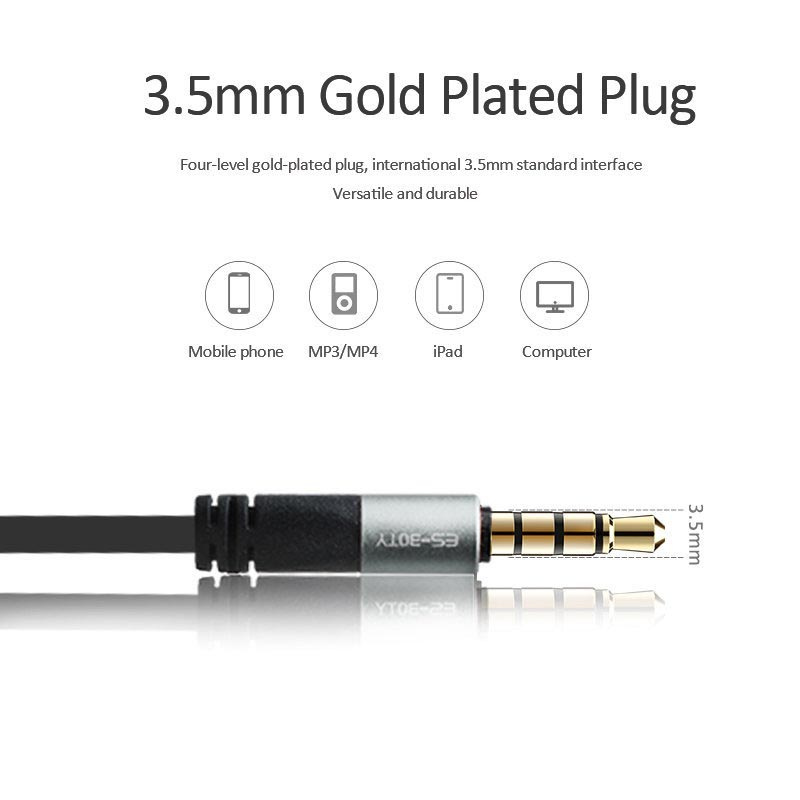 AWEI-ES-30TY 有線耳機丨入耳式丨低音丨有MIC丨環保線材丨聽歌打電話丨黑色 （2135）