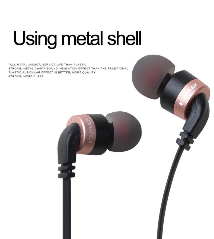AWEI-ES-30TY 有線耳機丨入耳式丨低音丨有MIC丨環保線材丨聽歌打電話丨黑色 （2135）