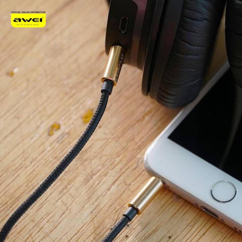 AWEI-AUX-001高品質影音線丨音頻線丨3.5mm to 3.5mm 立體聲音源線丨音訊連接線丨公對公音頻線丨AUX線丨耳機線丨AUX無損音質丨1米長（2140）
