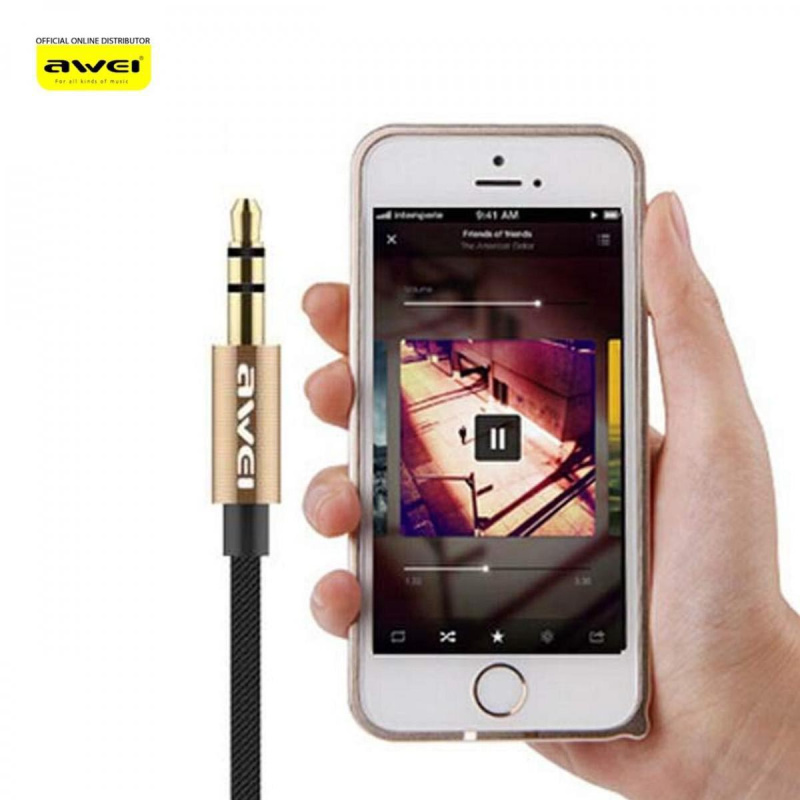 AWEI-AUX-001高品質影音線丨音頻線丨3.5mm to 3.5mm 立體聲音源線丨音訊連接線丨公對公音頻線丨AUX線丨耳機線丨AUX無損音質丨1米長（2140）