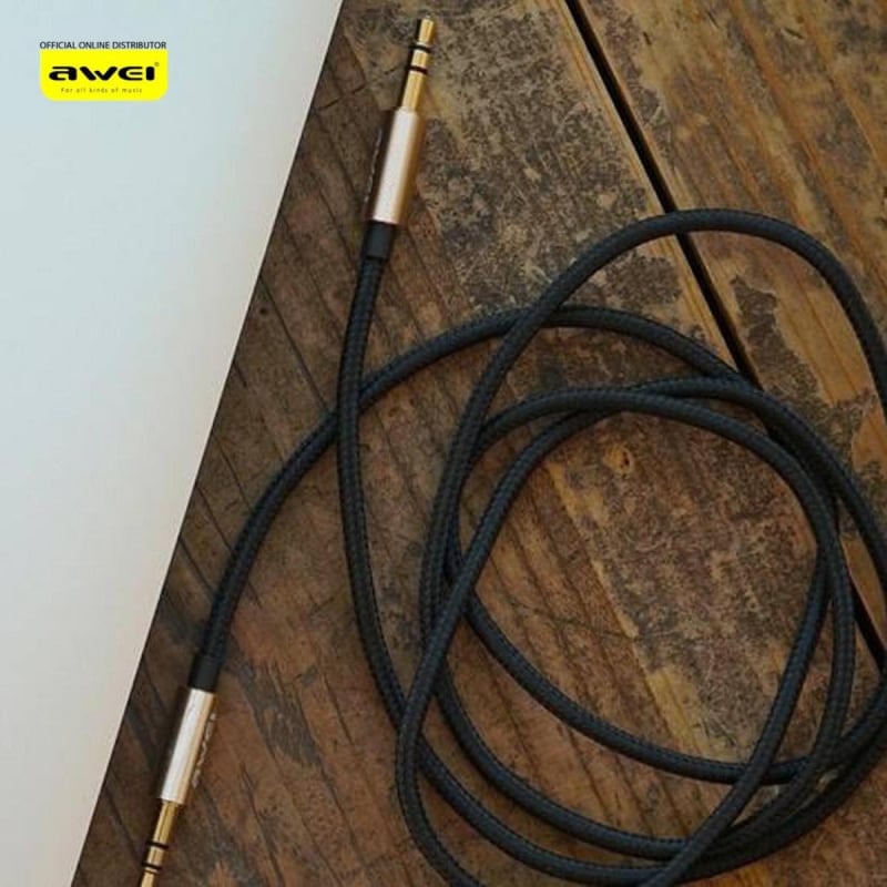 AWEI-AUX-001高品質影音線丨音頻線丨3.5mm to 3.5mm 立體聲音源線丨音訊連接線丨公對公音頻線丨AUX線丨耳機線丨AUX無損音質丨1米長（2140）