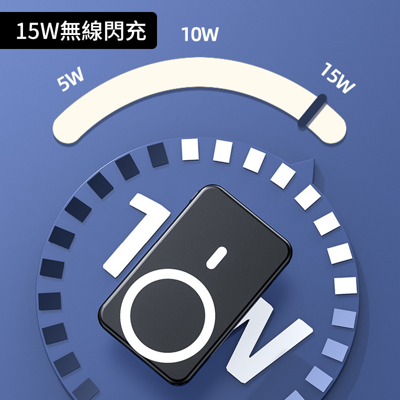 杰克-磁吸充電寶丨無線5000大容量丨快充移動電源丨藍色（2145）