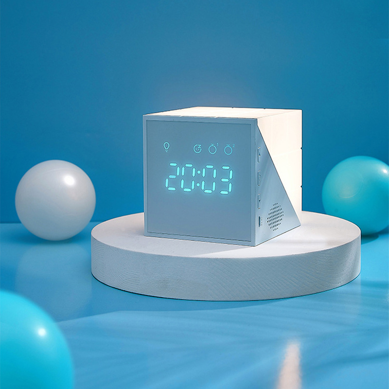 杰克-時光魔方鬧鐘led七彩小夜燈-淡藍色-1104