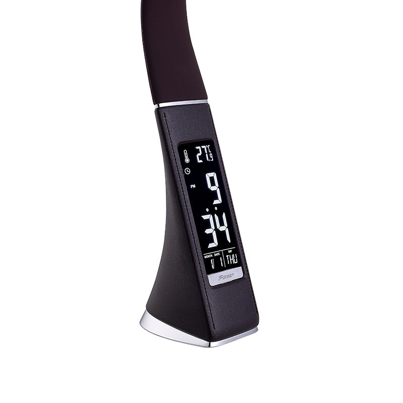 杰克-LED萬年曆護眼臺燈丨 學習閱讀書桌燈丨學生辦公臥室夜燈丨鬧鈴臺燈- 黑色（不帶插頭）(1111)