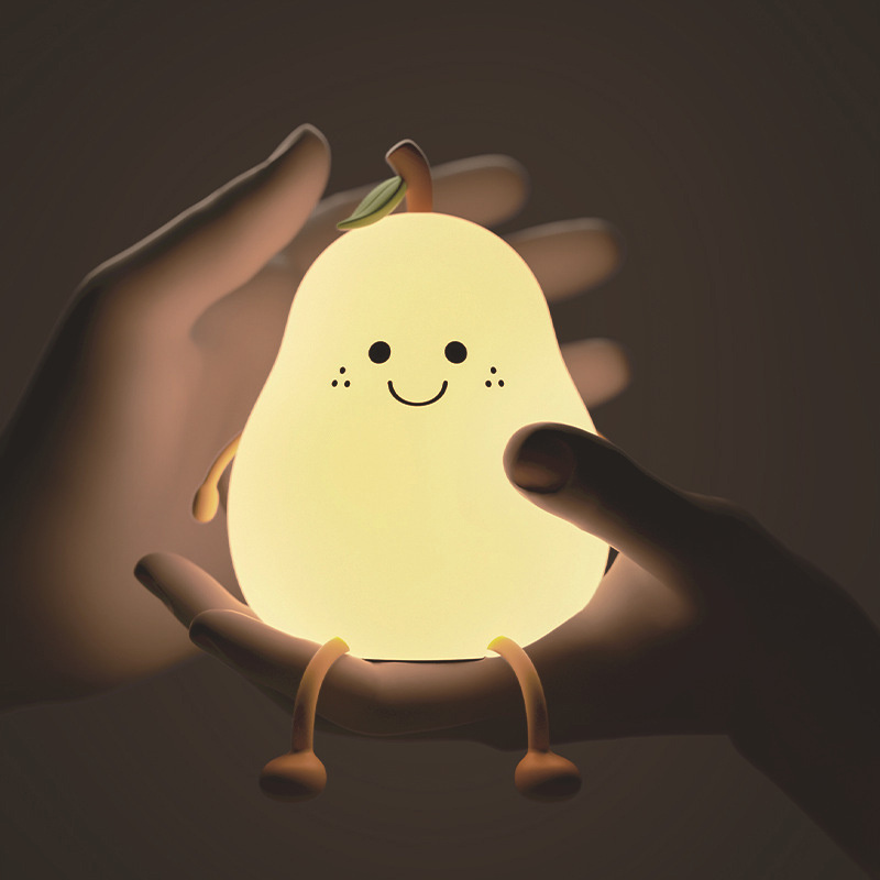 杰克-不分梨夜燈丨USB充電七彩矽膠小夜燈丨鴨梨燈定時伴睡氛圍燈生日禮物丨L40不分梨夜燈-白色 1200mAh+七彩變色（1121）