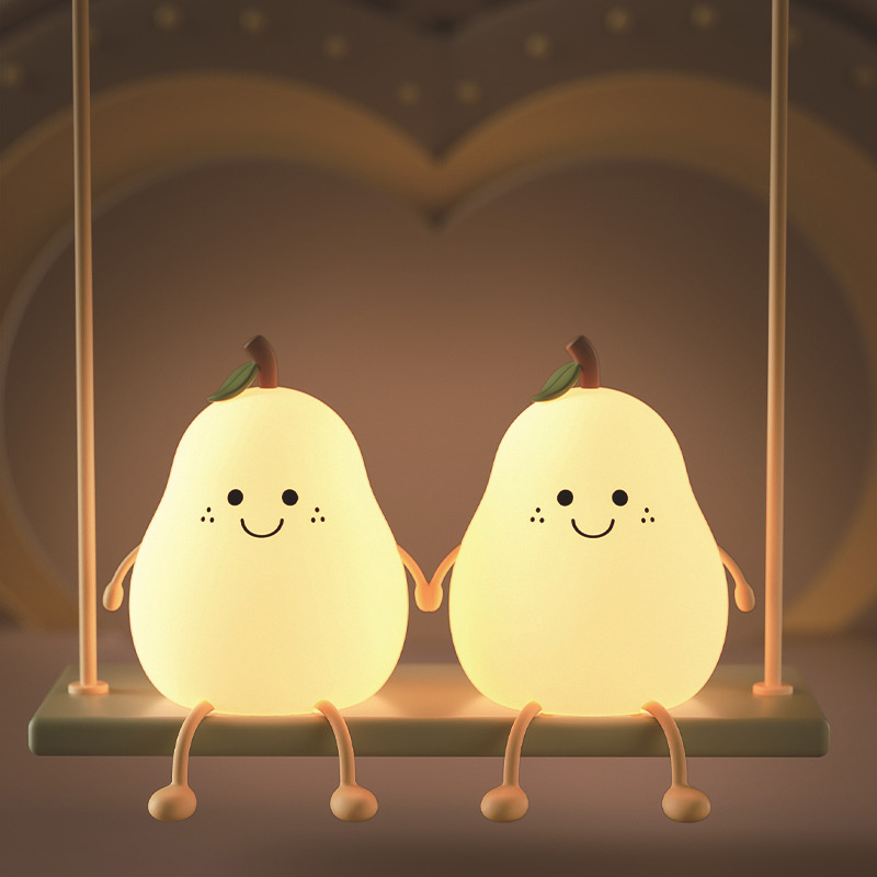杰克-不分梨夜燈丨USB充電七彩矽膠小夜燈丨鴨梨燈定時伴睡氛圍燈生日禮物丨L40不分梨夜燈-白色 1200mAh+七彩變色（1121）