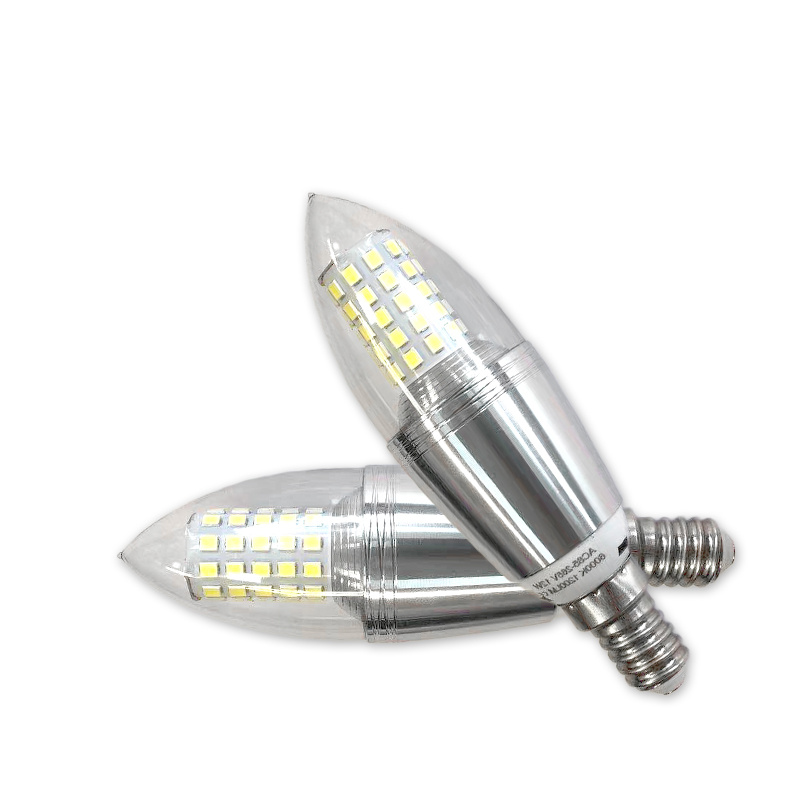 杰克-LED蠟燭燈泡丨E14拉絲銀尖泡 丨12W 3000k 暖光 丨2隻裝（5138）