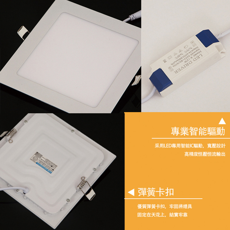 杰克-嵌入式LED方形超薄筒燈丨15W 6000K*2隻裝（5139）