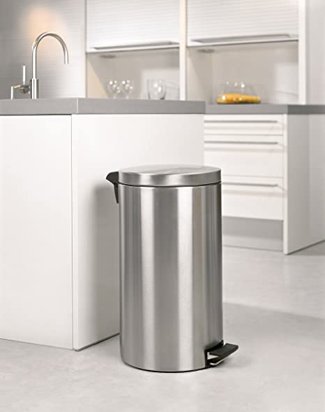 比利時製 Brabantia™ - 靜音圓形腳踏桶 45L 無印砂鋼