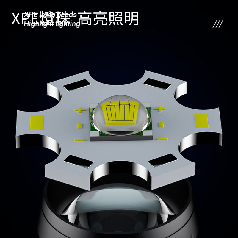 杰克-LED強光應急手電筒 | USB充電帶側燈 | 變焦迷你手電筒 | 照明手電（1136）