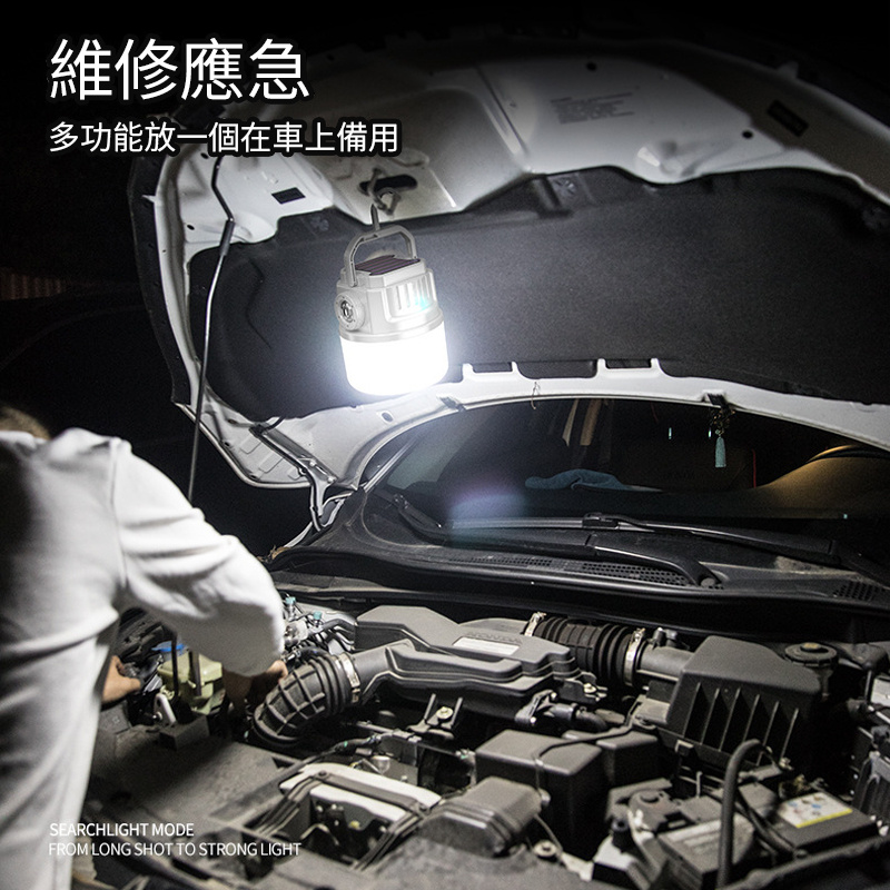 杰克-LED新款多功能太陽能露營燈 | 家用應急燈 | 夜市地攤燈 | 戶外USB充電野營燈 （1138）