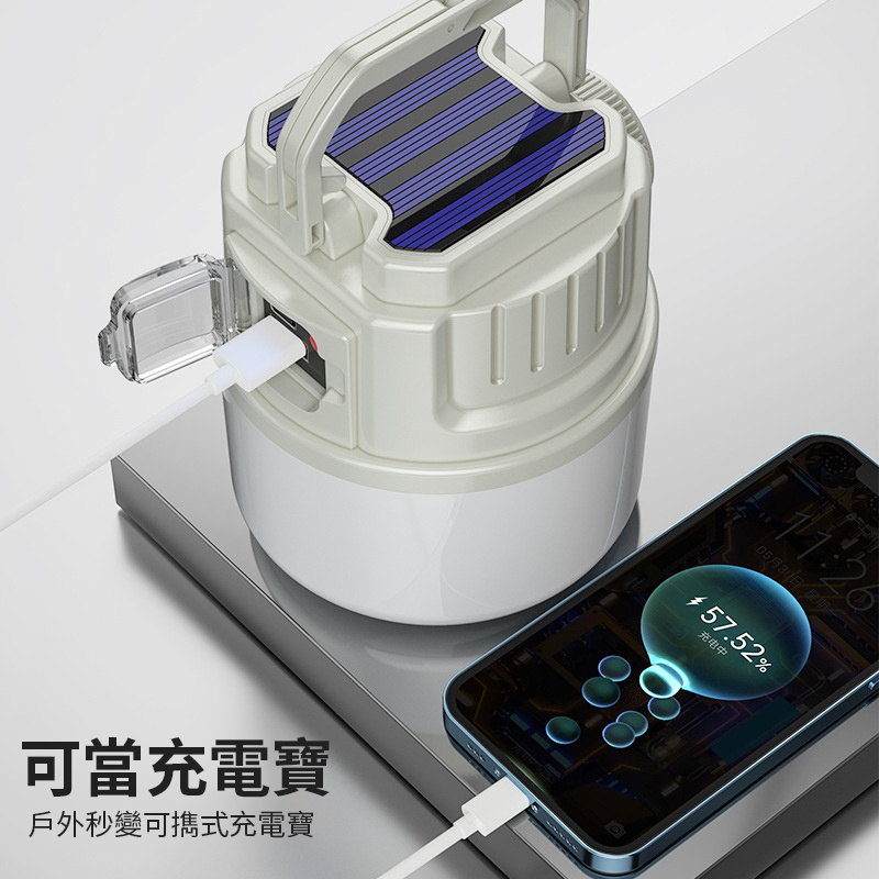 杰克-LED新款多功能太陽能露營燈 | 家用應急燈 | 夜市地攤燈 | 戶外USB充電野營燈 （1138）