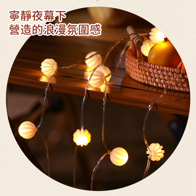 杰克-LED裝飾燈戶外露營太陽能燈串丨圓球氛圍燈 丨小號1.8CM暖白色丨大板太陽能款8功能3米20燈（3113）