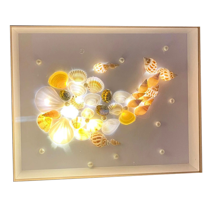 杰克-貝殼燈光畫丨情人節禮物桌面擺件 丨diy貝殼相框小夜燈 丨鯨魚款貝殼相框小夜燈全套材料包（3118）