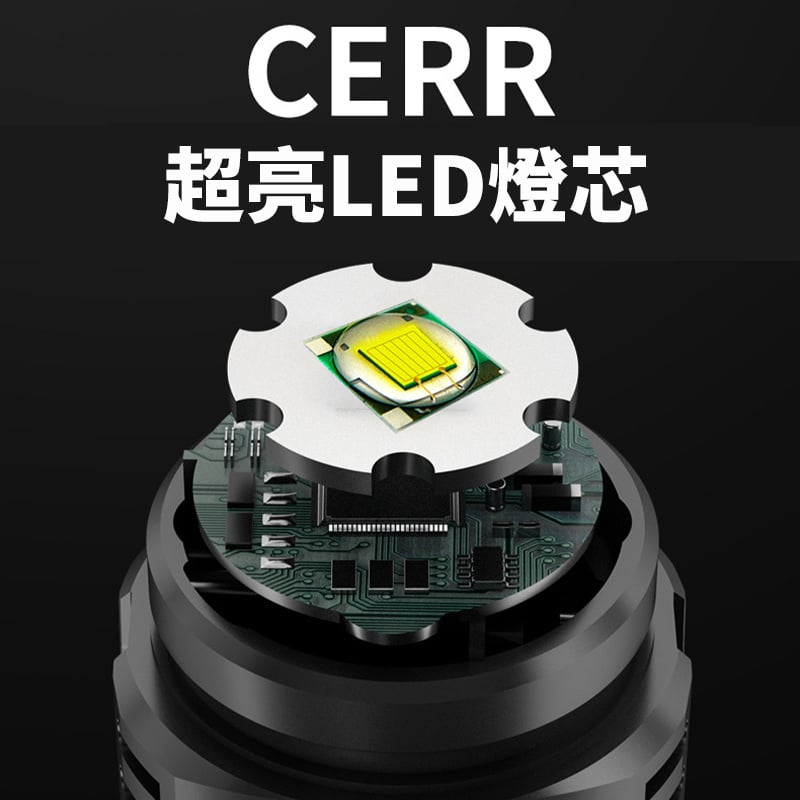 杰克-強光手電筒可充電丨超亮家用戶外遠程丨多功能led遠射便攜防水充電寶 丨鋁合金直充+充手機丨多功能手電筒（1148）