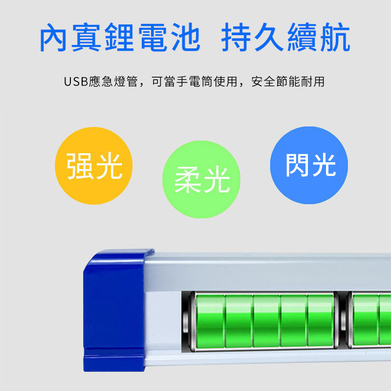 杰克-led應急燈管丨磁吸懸掛多功能夜市擺攤充電燈丨usb移動應急地攤燈管丨可掛式LED露營燈丨三擋調光（1152）