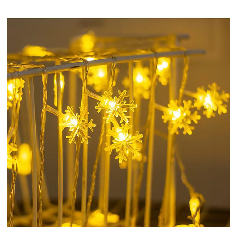 杰克-聖誕太陽能雪花LED燈串丨LED太陽能雪花燈串丨庭院裝飾聖誕樹節日閃爍戶外落雪 丨暖色 5米20燈太陽能款（3125）